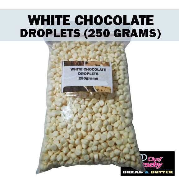 WHITE CHOCOLATE DROPLETS (250 grams) WHITE CHOCOLATE CHIPS