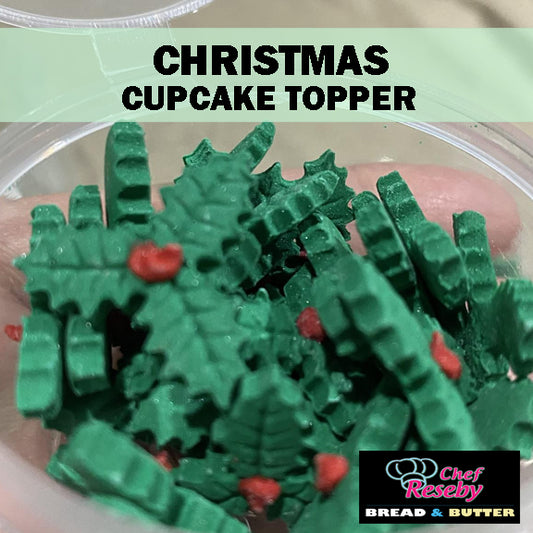Christmas Mini Hollies Flower Cake  Cupcake Donut Topper (1 Canister)